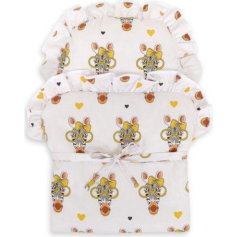 Babytragetuch für Puppen, gebunden, gelbes Zebra (1/3)