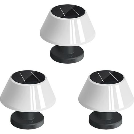 Convient pour 3 lampes de table solaires d'extérieur étanches, idéales pour les jardins d'intérieur et les bureaux, lampe de lecture solaire sans fil avec veilleuse à intensité variable.