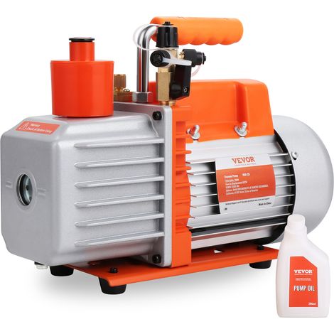 VEVOR Pompe a vide rotative a palettes 141 L/min, pompe a vide de climatisation a 2 etages,250 W, 6,35 mm et 9,5 mm SAE male,12,7 mm ACME male entree, pour reparation CVC, entretien de refrigeration