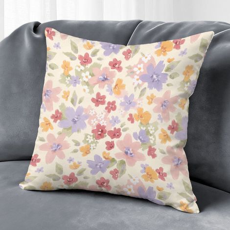 Housse de coussin floral décoratif, maison rustique,45×45cm (1/5)