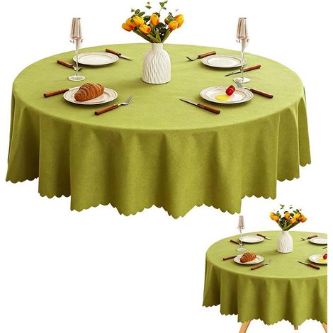 Nappe ronde 140 cm vert fruit, polyester, lavable, pour jardin & événements