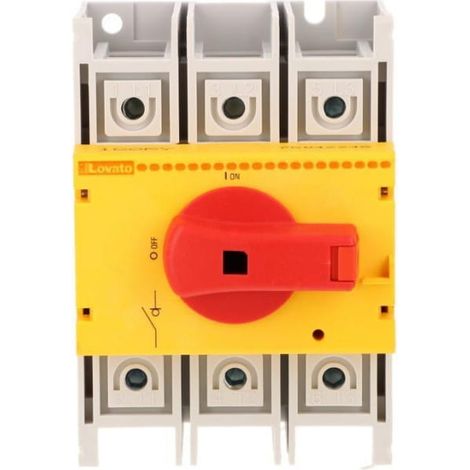 Interruttore di sezionamento trifase da 160 A, manopola giallo/rossa, GA160ARY