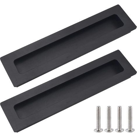 Schwarze, quadratische Griffmulden, 2 Stück – verdeckt verschraubt, gebürstete Aluminiumlegierung, Schiebegriffe für Schränke, Schminktische, Schiebetüren (1/5)