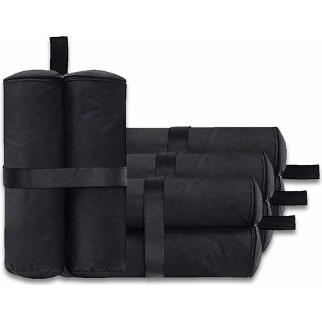 Lot de 4 sacs de lestage pour tonnelle - Pour auvent, tente - Sacs de lestage pour le sable - Pour extérieur instantané - Pieds lestés - Noir (style fermeture éclair, noir) (1/3)