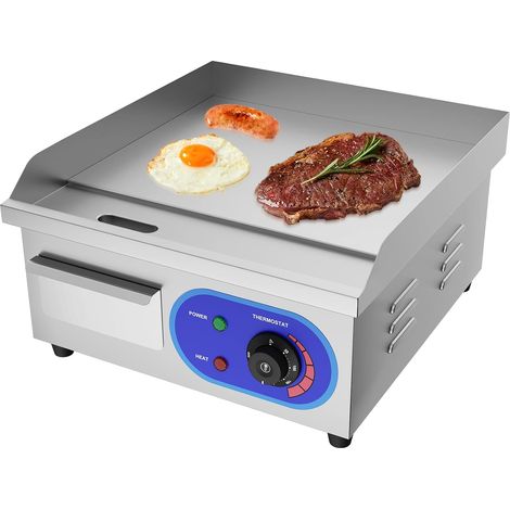 14" Plancha Électrique Inox Grill de Table 220-240V 1700W Plaque de gril en fer Surface plaque Lisse Anti-éclaboussures (35.5 x 30 cm) (1/5)