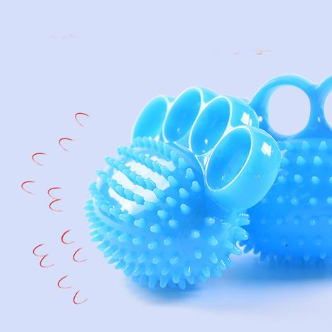 Balle de renforcement de préhension 4 doigts en TPR sécurisé pour enfants, adultes et seniors - Bleu (1/5)