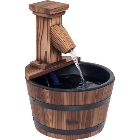 Outsunny Wood Barrel Patio Water Fountain Garden Decorative Ornament Water Feature with Electric Pump (1/5)