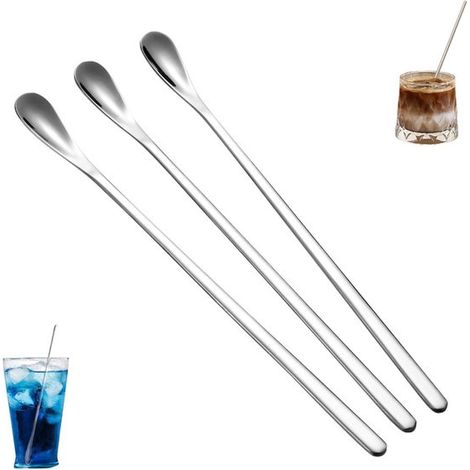 piezas, Cuchara de café de acero inoxidable 304, Plateada, 15 cm, Cuchara para remover de acero inoxidable de mango largo, Apta para café, té (1/5)
