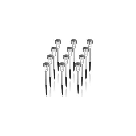Solar-Gartenleuchten, wasserdichte Solar-Gartenleuchten für Terrasse, Rasen, Garten, Einfahrt und Wege, Edelstahl, 12er-Pack, Weiß (4,5 x 4,5 x 29,5 cm) – Crezuo (1/4)