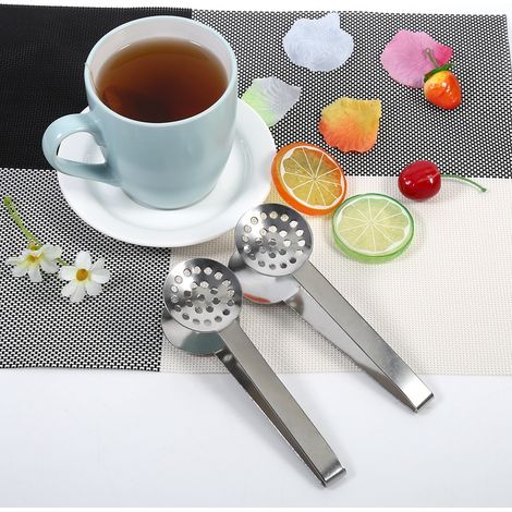 2 pièces Pince à Sachets de Thé en Acier Inoxydable, Outil de Cuisine pour Égoutter et Tenir (1/5)