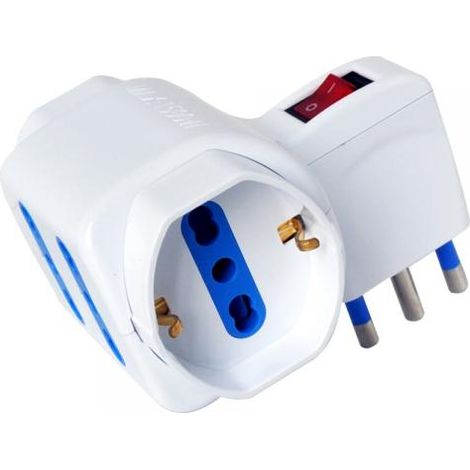 Techly IUPS-PCP-2I2S-SP16 Type L (IT) Type L (IT) + Type F White power plug adapter - Power Plug Adapters (80 mm, 63 mm, 90 mm, 151 g) (1/4)