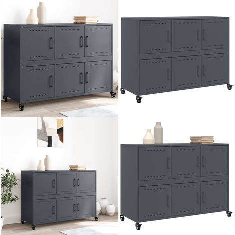 Aparador acero gris antracita 100,5x39x72 cm - Aparador gris antracita - Almacenamiento organizado