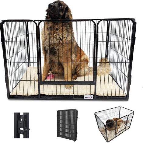 MaxxPet Recinto Per Cani - Gabbia Per Cani - Recinto per Cuccioli Con Pavimento - Box per cani Piccoli, Coniglietti e Cuccioli Interno - Recinto Per Cani Da Interno - 125x78x80 cm - Nero (1/5)