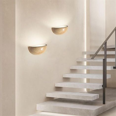 Applique murale en pierre naturelle, lampe murale moderne en marbre demi-lune, applique murale noire style milieu du siècle pour chambre, table de chevet, cuisine, couloir, entrée (1/5)