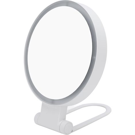 Miroir de maquillage grossissant et lumineux double face, grossissement 1X/10X, rechargeable par USB, 3 températures de couleur, luminosité réglable, pliable, forme ronde, LED blanche (1/5)