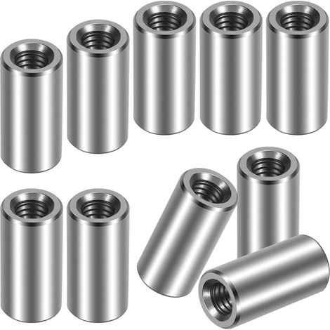 Écrous Longs Manchon M6X20 mm Manchons Filetés Ronds en Acier Inoxydable Écrous de Raccordement m6 Stainless Steel Sleeve pour Connecter des Tiges Filetées et des Boulons de Suspension 10Pcs (1/5)