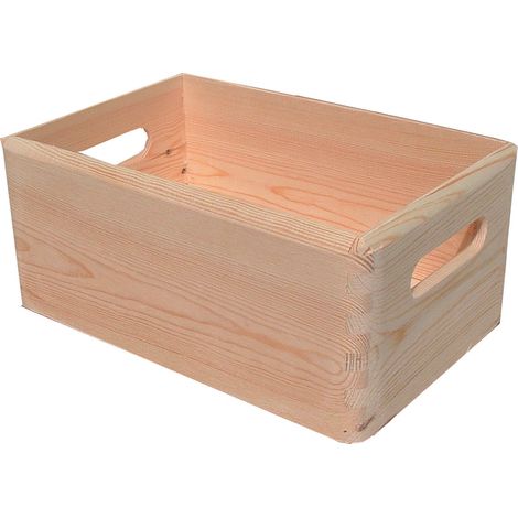 Contenitore Box Salvaspazio Sovrapponibile 30x20x14 cm in Legno di Pino Naturale (1/2)