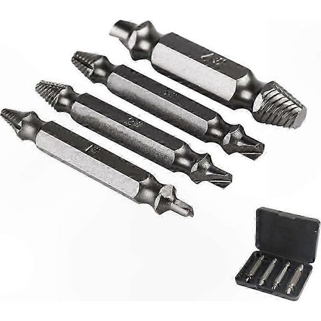 Set mit 4 abgebrochenen Schraubenausdrehern, Bolzenlösern, Ausbauwerkzeug für die Baustelle im Haus, rostbeständig, praktischer Koffer. (1/5)