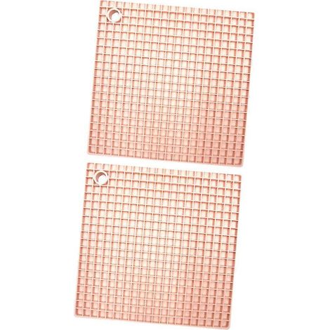 Set de table isotherme en silicone rose à motif quadrillé (lot de 2). (1/5)