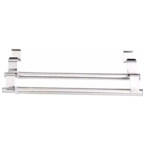 FENOPLASTICAFOREHILL Double, Porte Serviette en Acier Inoxydable pour Portes et Placards, Porte-Torchons Double avec Installation Facile, Sans Perçage- Largeur Extensible (1/5)
