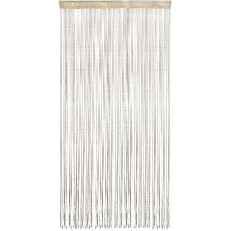 Rideau de porte en perles de cristal 200 x 99 cm – Polyester avec ruban argenté scintillant – Décoration intérieure suspendue (1/5)