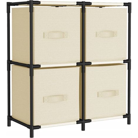 Maison Exclusive - Armadietto con 4 Cesti in Tessuto Crema 63x30x71 cm Acciaio