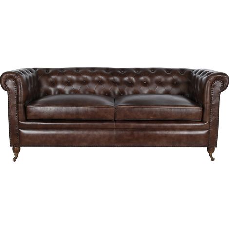 Sofa Piel 190X77X80 Chester 3 Plazas Marron Oscuro (1/5)