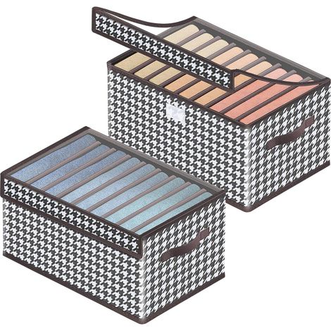 Lot de 2 organisateurs de vêtements de garde robe  Système de rangement  9 grilles  Avec couvercle  Pour jeans  Pantalons  Chemises  Organisateur de garde robe