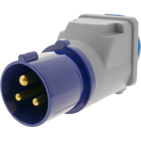 Adaptateur électrique CEE mâle vers Schuko femelle 16A 250V IP44 – Compatible IEC-60309 – Protection environnementale