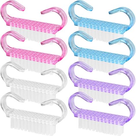 Lot de 8 brosses de nettoyage pour ongles avec poignée, brosses de nettoyage pour manucure et pédicure, outil de nettoyage pour les