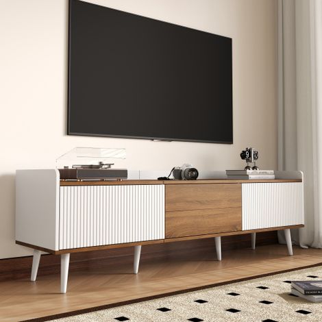 Meuble TV, table TV, support TV, meuble bas à trois portes. Design compact. (1/5)