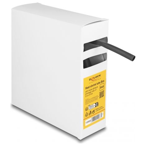 Delock Caja de tubos termorretrÃ¡ctiles, con adhesivo interior, relaciÃ³n de contracciÃ³n 4:1, 5 m x 6 mm negro