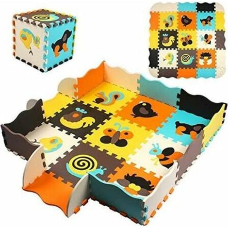 Tapis de sol bébé en mousse avec barrière, 25 pièces, tapis de jeu épais et résistant pour enfants, chiffres (animaux) (1/5)
