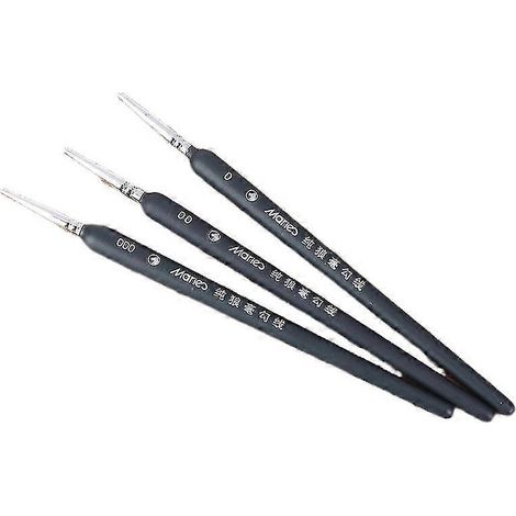 Lot de 3 pinceaux miniatures professionnels en poils de loup (0/00/000) pour peinture artistique Hfmqv (1/5)