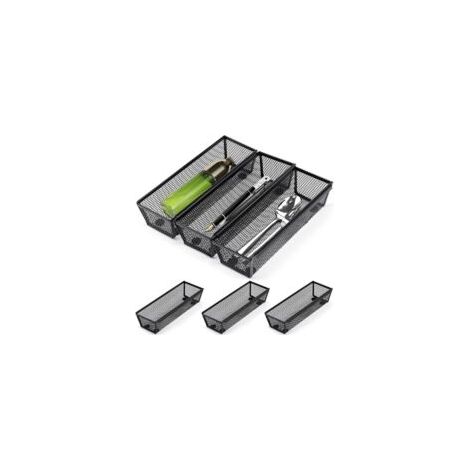 6 Besteckkästen aus Metallgewebe, Besteckaufbewahrung, Küchenschubladen-Organizer, Besteckorganizer - Crezuo