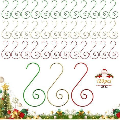 Crochets d'Ornement de Noël, 120 PCS Attache Boule de Noel, Cintre de Suspension pour Arbre de Noel, Crochets pour Décoration de Noël pour Sapins de Noëls, Guirlandes, Boules de Noëls (1/5)