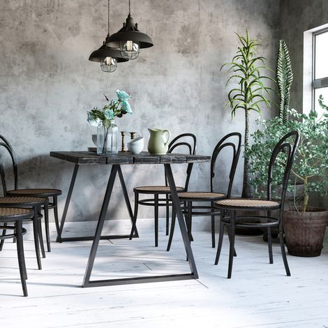 Lot de 2 pieds de table trapézoïdaux en acier, 6 trous et 12 vis. 70 x 5 x 72 cm. Noir.