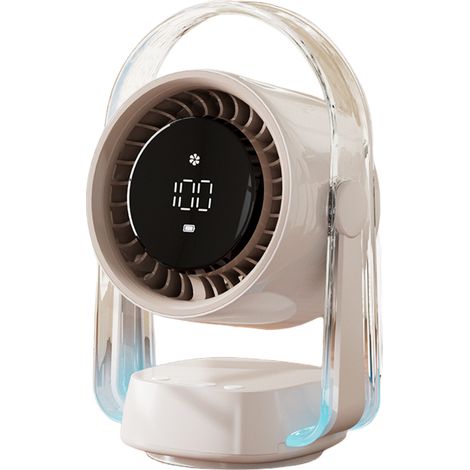 Desktop fan, bedroom fan, powerful airflow, 100 speed settings, quiet operation, beige. (1/5)