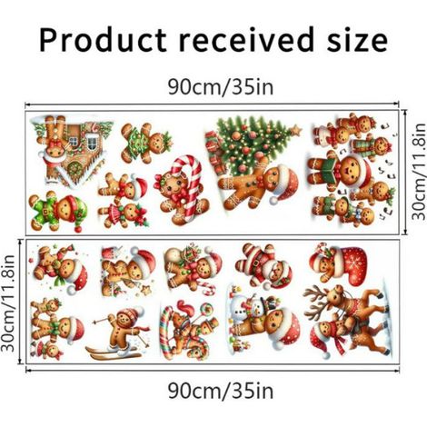 Sticker Noel - Deco Fenetre Noel - Parc Noel Bonhomme Pain Epice - PVC Impermeable Amovible - Lot de 1 (1/5)