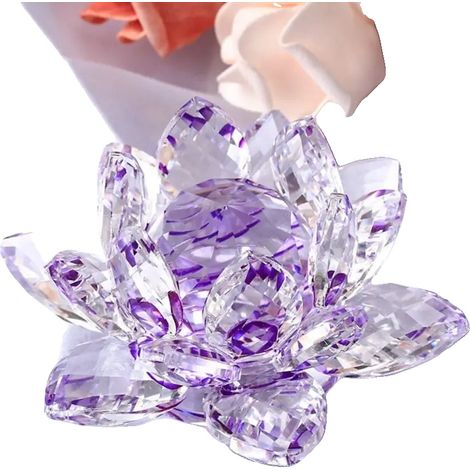 Ornamento a forma di fiore di loto, in cristallo, regalo decorativo, viola (1/2)