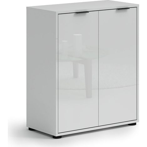 Scarpiera Angitolar, Mobile Portascarpe 20 Paia, 5 Ripiani Made in Italy, 2 Ante, 72.5x36x86h cm Bianco Lucido