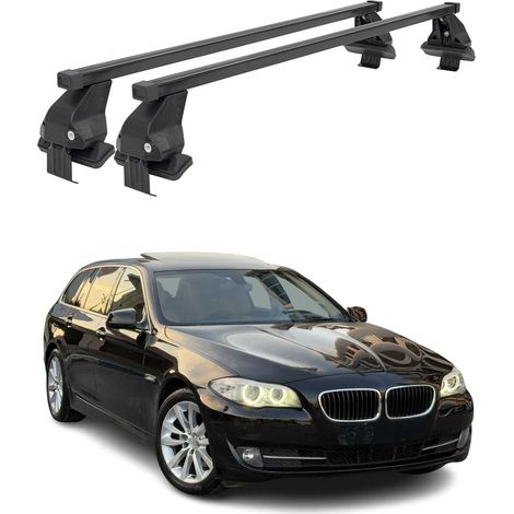 OMAC Dachträger Querträger Stahl für BMW 5er F11 Touring 2009-2017 – Abschließbar – City-Crash-getestet – DIN 75302:2019 – ISO/PAS 11154:2006 – Max. 50 kg Schwarz (1/5)