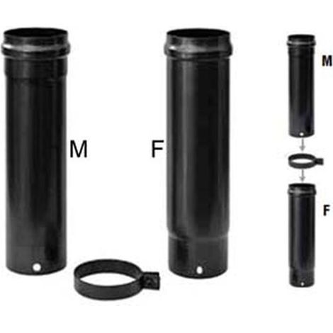 Set tubi telescopici stufe a pellet plus nero opaco pesante mm.1,2 - Ø cm.8x33-60h. max