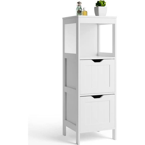 Mobile Mobiletto Bagno Arredo Armadio Armadietto Legno Mdf Bianco 30x89x30cm (1/5)