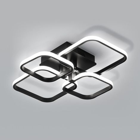 Plafonnier LED moderne 60 W 4500 LM – Design 4 carrés, aluminium blanc froid 6500K, pour chambre et intérieur moderne (1/5)