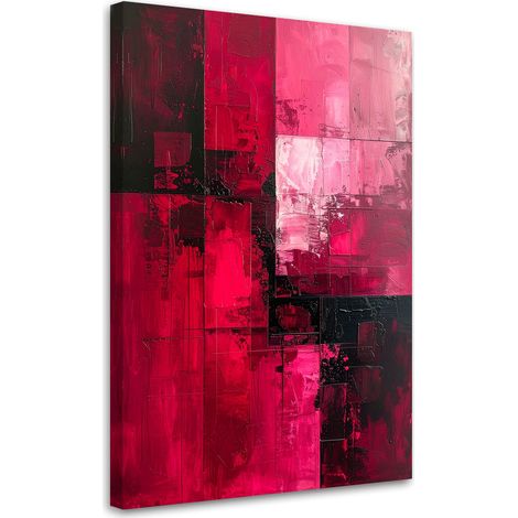 Cuadro en Lienzo Abstracción rosa intenso con detalles en negro 20x30 (1/5)