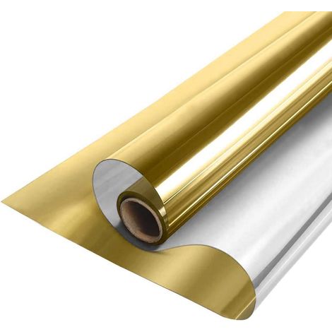 Film miroir sans tain pour fenêtre, protection solaire et thermique, 70x200cm, doré-argenté (1/5)