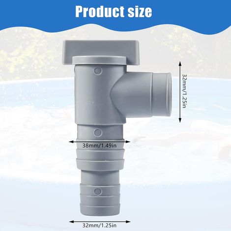 Juego de 2 válvulas de cierre para piscina, válvula con conexión de 32 mm, incluye 4 abrazaderas para manguera, accesorios y repuestos para el mantenimiento de la piscina. (1/4)
