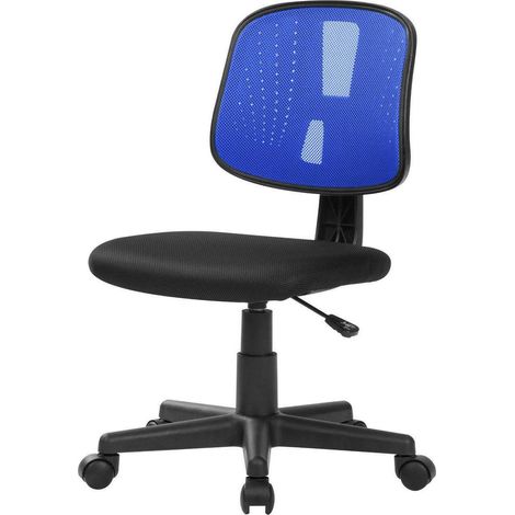 Dmora - Silla de oficina Dlazeti, Silla de oficina operativa, Asiento de oficina ergonómico, 49x43h81/93 cm, Negro y azul (1/3)