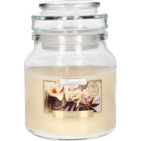 KOTARBAU Bougie parfumée dans un verre avec couvercle - Idée cadeau - Bougies décoratives d'aromathérapie - Durée de combustion jusqu'à des heures (petite, vanille) (1/5)